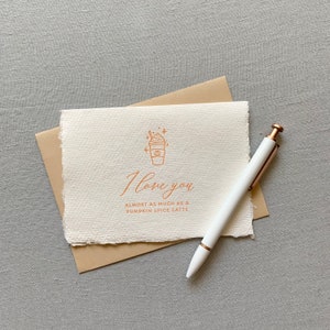 Kürbis Gewürz Latte Liebe / / Kürbis Gewürz, Buchdruck, Herbst-Karte, lustige Karte, Kürbis Gewürz alles, handgemachtes Papier, verdeckt Rand Papier