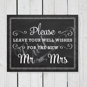 Guest Book Signage, 8x10 Wedding Signage, Well Wishes Sign, Chalkboard Wedding Sign