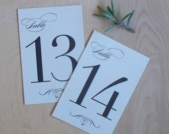 Printable table numbers - Wedding or party table numbers, Instant Download, Fancy, formal