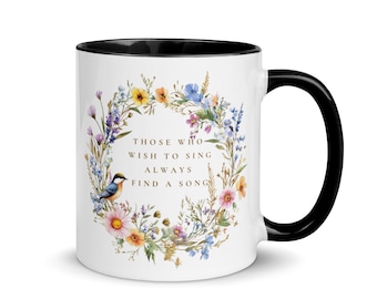 Bloemen Mindfulness-mok, inspirerend cadeau, positief citaat