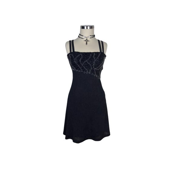 Vintage Black Beaded Mini Dress: Gothic Y2K Cocktail Party - Etsy