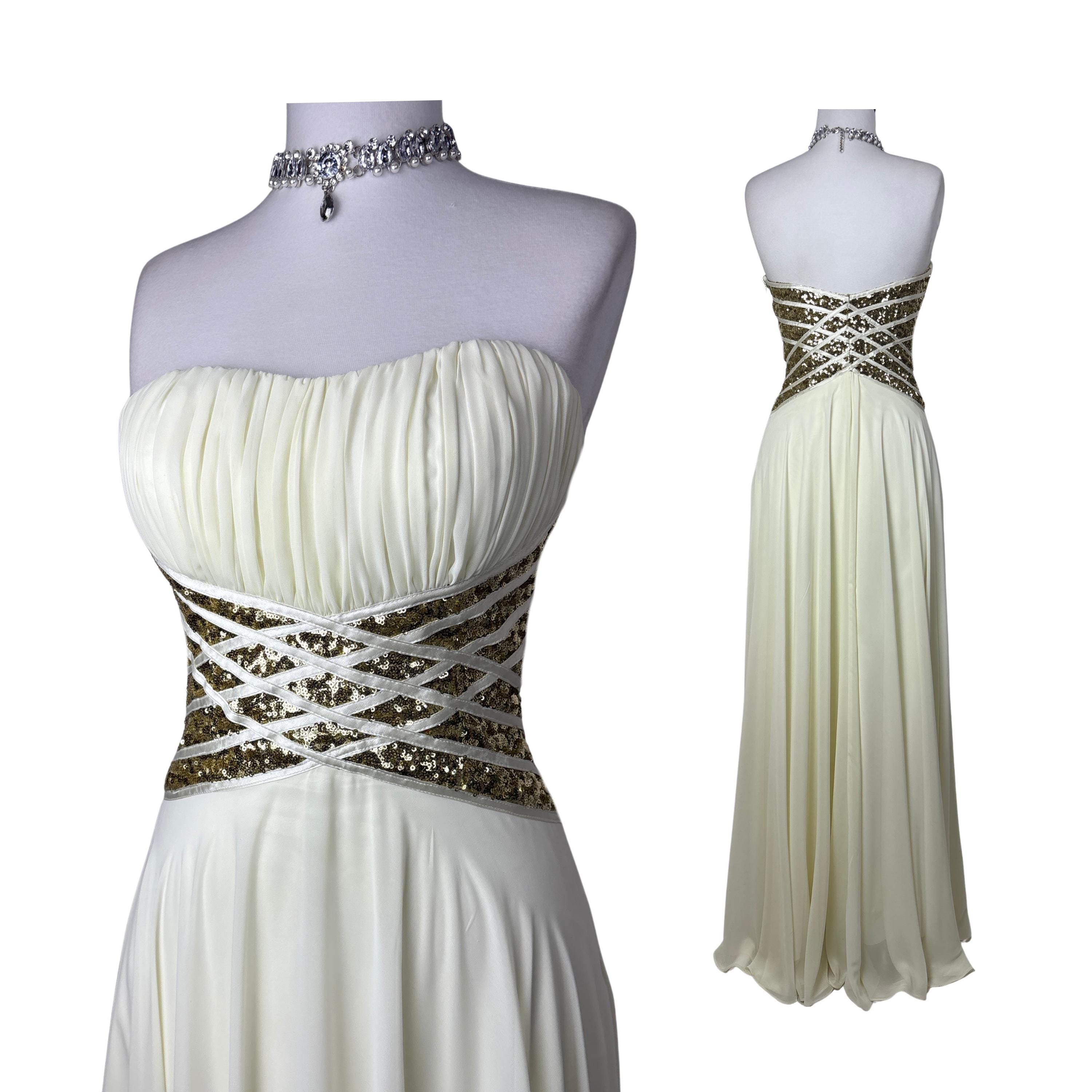 Gold Strapless Dress - Etsy