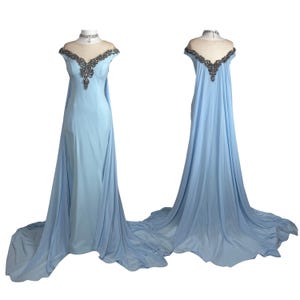 ice blue vintage dress Vintage 1960's Ice Blue Chiffon and Lace Pleated Dress UK 12 US 8 For Sale at 1stDibs