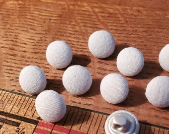 11MM Matte White Fabric Cover Buttons woven cloth covered 7/16" 18L metal shank craft sewing doll eyes tag supply