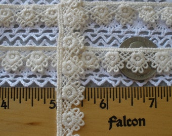 Antique Macrame Crochet Lace Edging Ecru Beige Trim