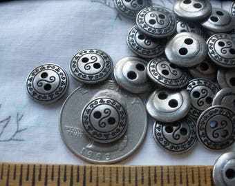 old 50 Antique Brass Metal Button Double Rim Design 18mm 11//16/" 4hole