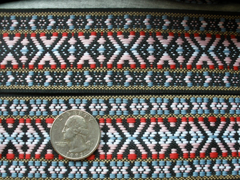 45MM Tribal reversible ribbon 1.75 pink red white gray Etsy