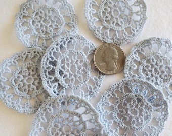 Dyed blue by kabooco 7 small 2" machine lace medallion appliques cotton blend 50mm circle embellishment boho flower shabby core slow stitch