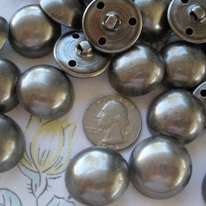 Matte Antique Silver Buttons hollow dome shank size 40L (1&quot; 25mm) coat blazer jacket suit sewing crafts pewter color industrial steampunk
