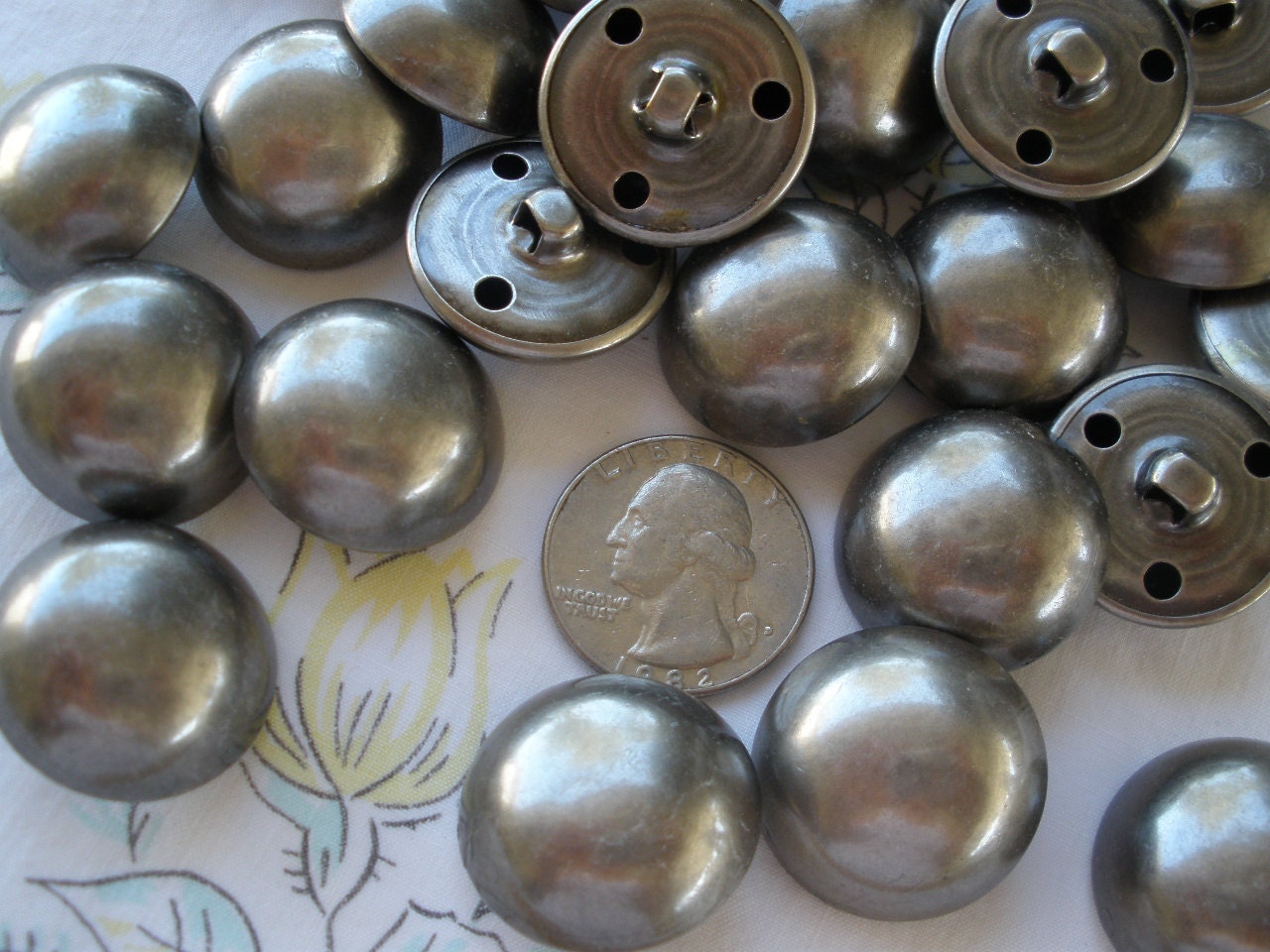 Matte Antique Silver 13MM Metal Shirt Buttons 4-hole 1/2 20L 12 Pcs Round  Bulk Paper Tag Supply Industrial Steampunk 