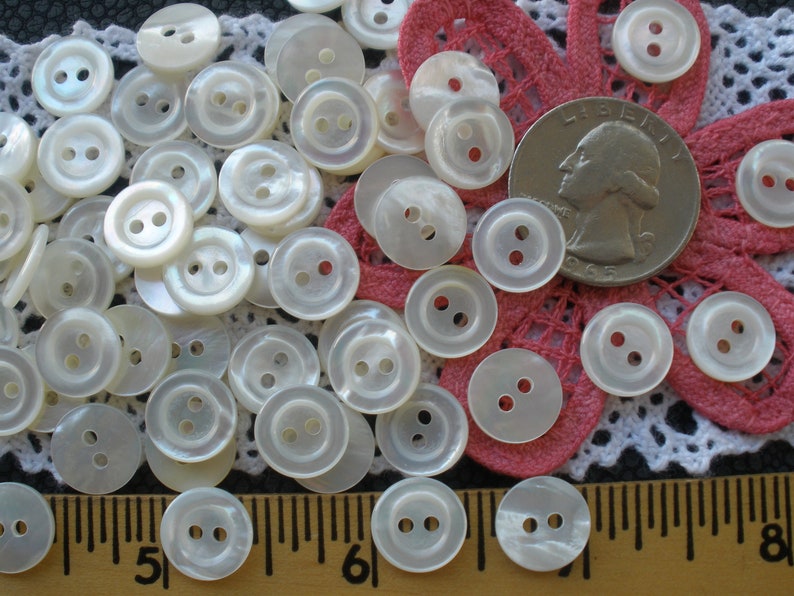 11MM Wide Rim Real Shell Buttons Pearly White Carved MOP 18L 2 Hole Sew ...