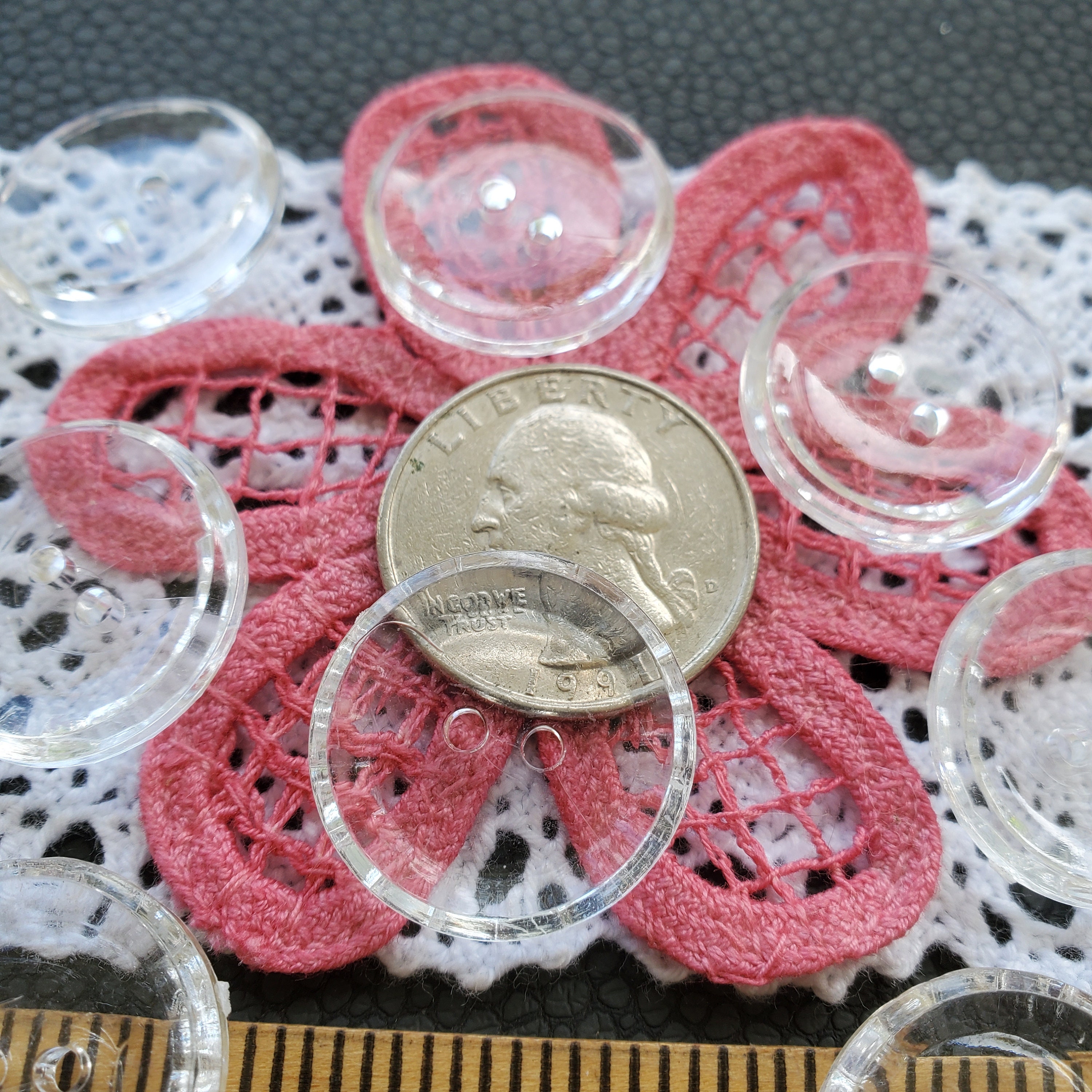 Cool Crystal Clear Vintage Buttons 7/8