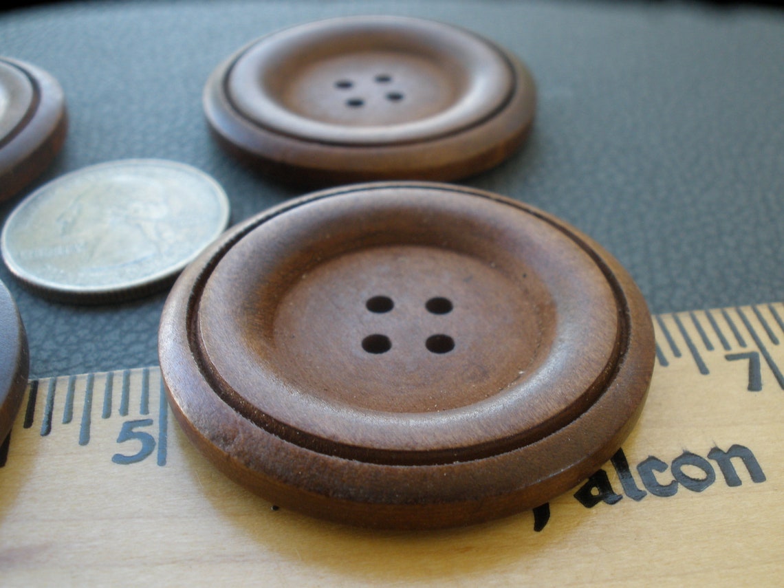 4CM Wood Coat Buttons Extra Large 40MM Medium Stain Wide Etsy