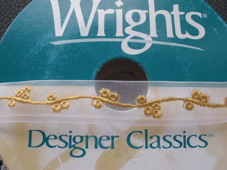 Wright Ribbon 10 Yards Spool Antique Gold Embroidered Sheer Organza Ribbon 10 Yards 9 ...