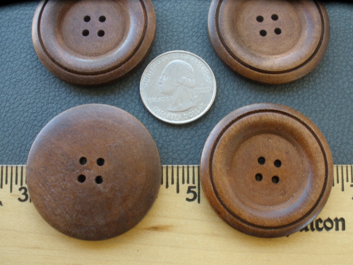 4CM Wood Coat Buttons Extra Large 40MM Medium Stain Wide Etsy