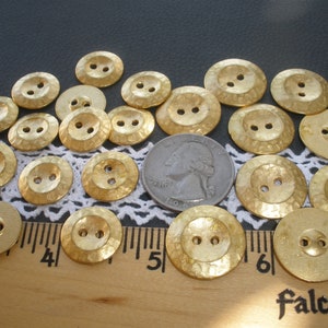 19MM  or 15MM matte hammered gold tone metal shirt Buttons 3/4" 30L 5/8" 24L industrial textured finish