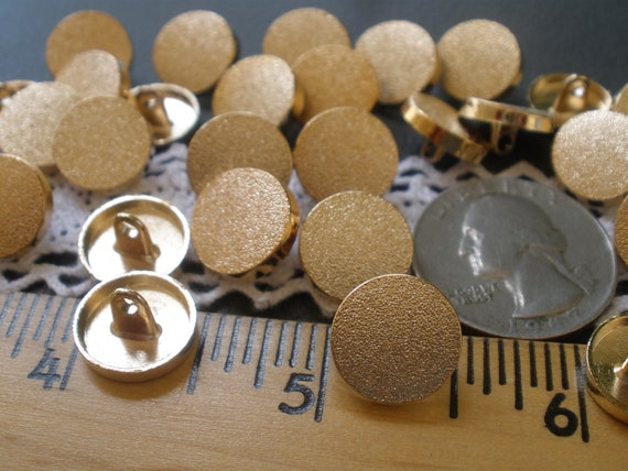 Matte Gold Color Textured Metal Flat Front Shank Buttons 1/2 13MM