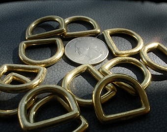 Metal 5/8" D ring D-Ring Dee Rings gold brass tone 4 pieces webbing purse notions strap belt fashion supply 3 mm gauge seamless heavy duty