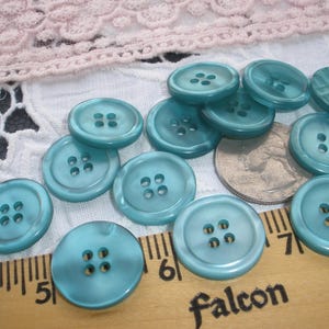 Classic Pearlized Vintage Buttons 3/4&quot; (30L 19MM) 13 or 25 each with rim face 4 hole sew on sewing crafts flat back teal blue cool
