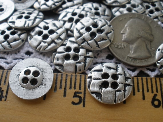 Textured 15MM Matte Antique Silver Color Metal Shirt Buttons | Etsy