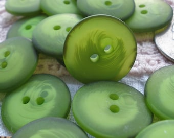 Sweet Lime Green translucent Plastic Buttons 3/4" size 30L 19MM 2 hole sew on crafts sewing 2mm holes 24 pieces retro mod cool core spring