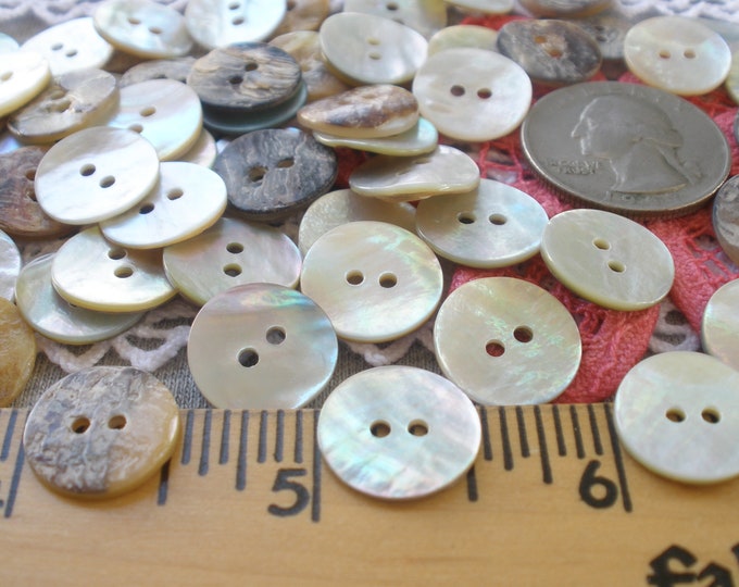 1 Gross 14MM Real Shell Buttons Natural MOP 22L 9/16