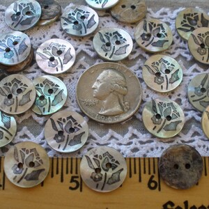 15MM Laser Etched Rose Flower Design MOP Shell Buttons - Etsy