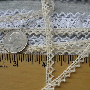 Doll Trims 7MM Natural color ecru Cotton Crochet Chevron Edge Lace Trim 1/4" wide cluny lace ric rack edge retro yardage antique white lace image 1