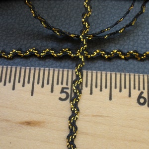 3MM Gold Metallic & Black Baby Ric Rac 1/8&quot; Lurex Rick Rack Wedding Bridal Bag paper tag supply embellish doll clothes micro trim 2 yards