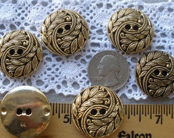 Gold Little Flowers and 3 Colored Stones Plastic 1" Vintage 8 Shank Buttons Ant Gold Little Flowers and 3 Colored Stones Plastic 1" Vintage 8 Shank Buttons Ant