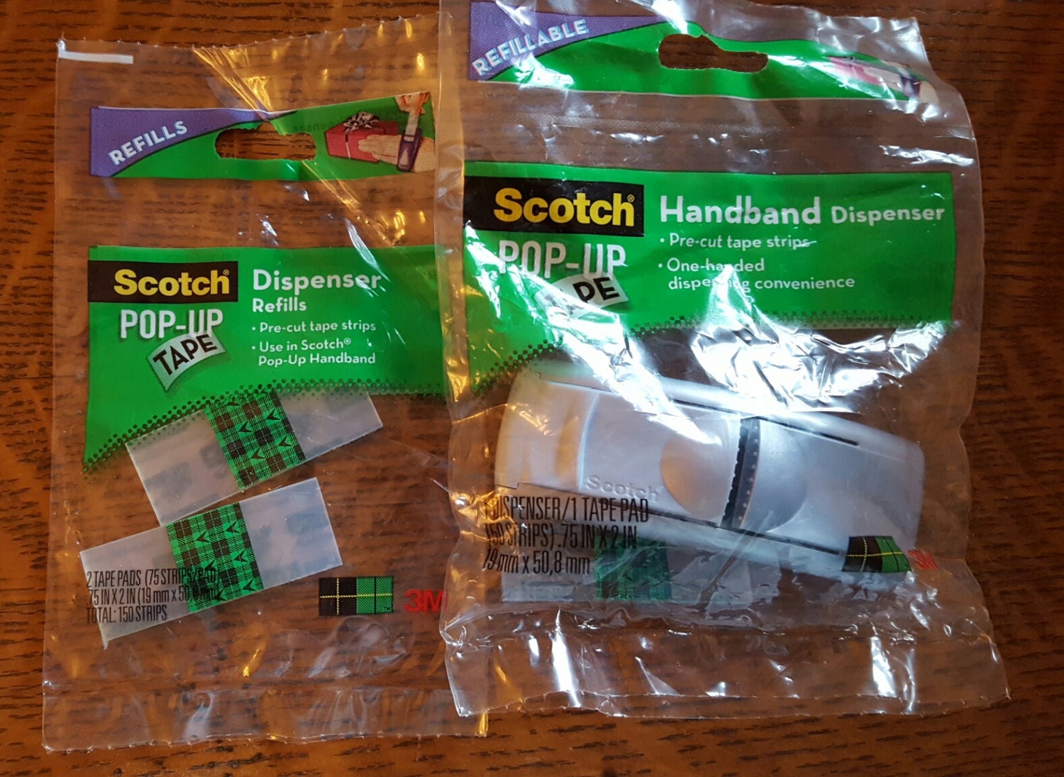 Scotch Pop-Up Tape, Handband Dispenser, 3 Refills with 75 Strips each