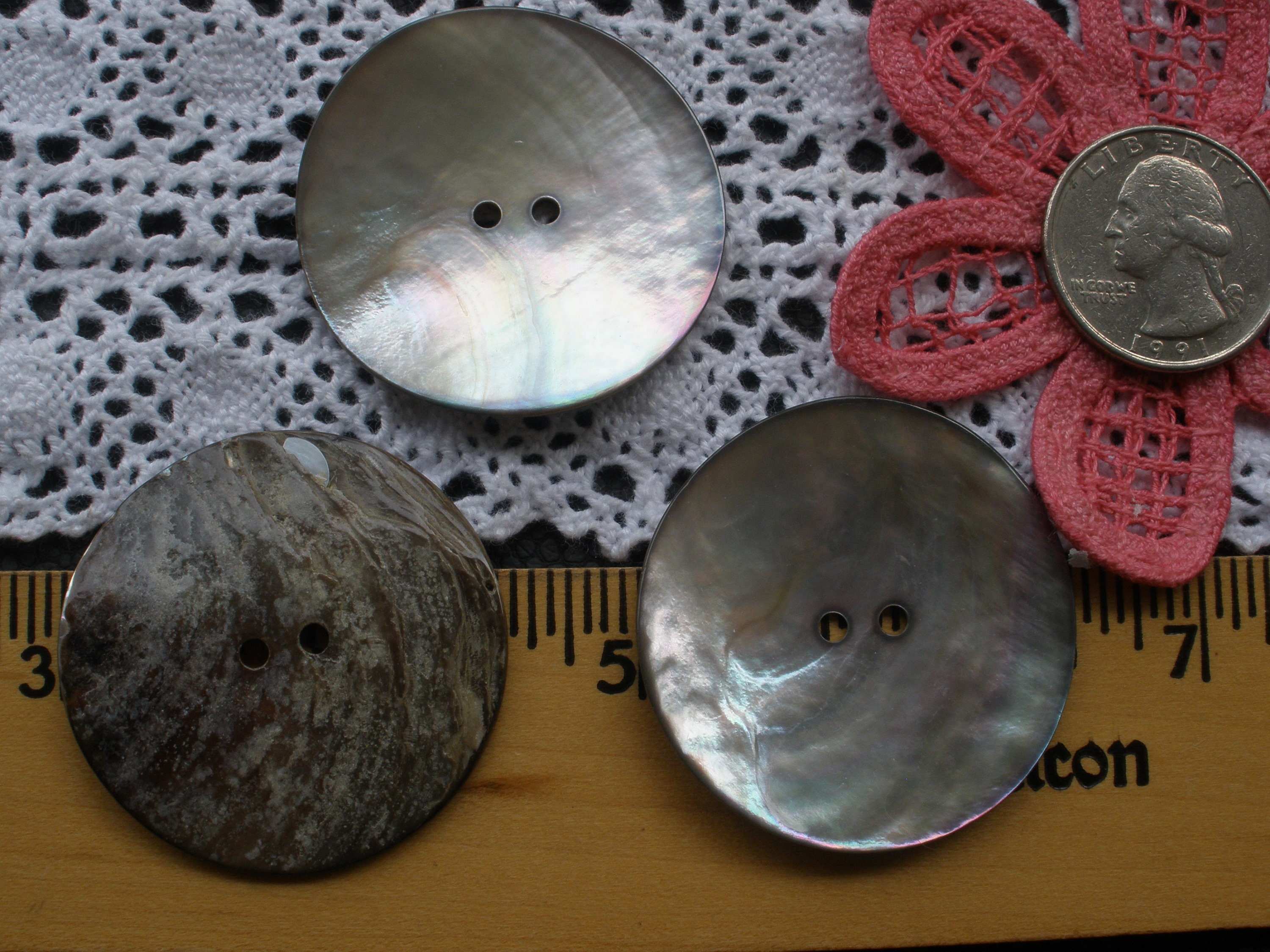 Extra Large 4CM Pearl Smoke Real Shell Buttons MOP Natural 1 9/16 ...