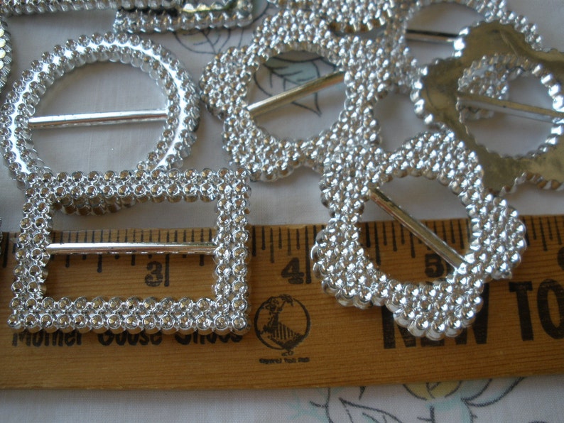 Flower Circle Shiny Silver Plastic Ribbon Slides Buckles gift Etsy