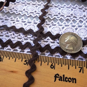 Brown Cotton Rick Rack Trim choose yards 3/8&quot; Ric Rac yardage crafts sewing costume scrapbook 10mm Vintage trim