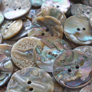 25MM Abalone Shell Buttons Natural 1 inch 40L Pearly Rainbow MOP sewing 2 hole sew on large holes thick wavy image 8