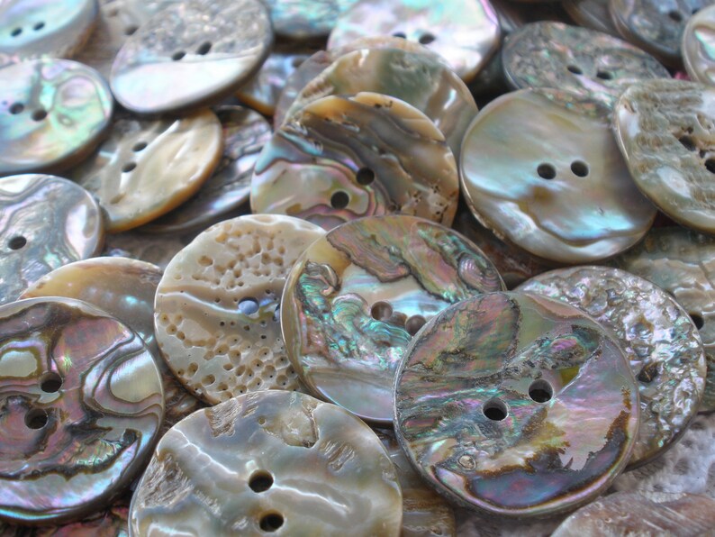 25MM Abalone Shell Buttons Natural 1 inch 40L Pearly Rainbow MOP sewing 2 hole sew on large holes thick wavy image 8