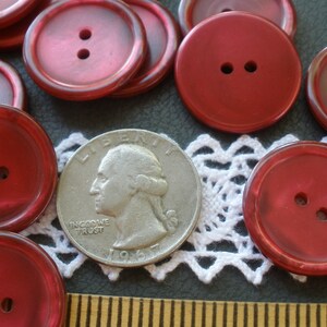 Shiny Red Buttons 18 Plastic 7/8" 23MM 36L 2 Hole Sew-on Crafts Flat ...