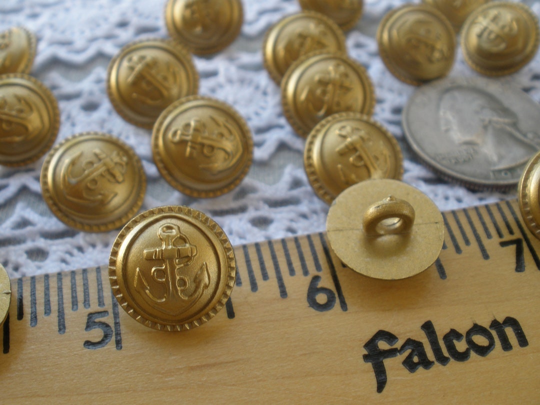 Anchor Shank Buttons Matte Gold Color Plastic Size 22L 9/16 14mm 9