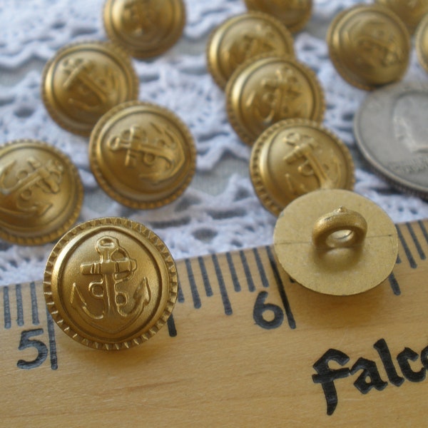 Anchor shank buttons Matte Gold color plastic size 22L (9/16" 14mm) 9 pieces steampunk suit jacket anchors craft costume cosplay
