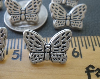 Butterfly metal shank Buttons Antique Pewter color 32L (13/16" 20MM) silver color finish sewing craft 7 pieces