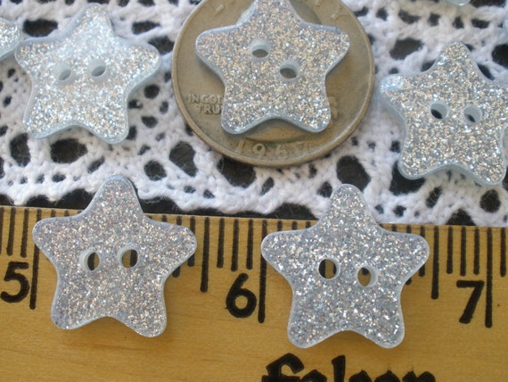 12mm Buttons Silver or Gold Star Shaped Buttons with 2 Holes in Asst Packs