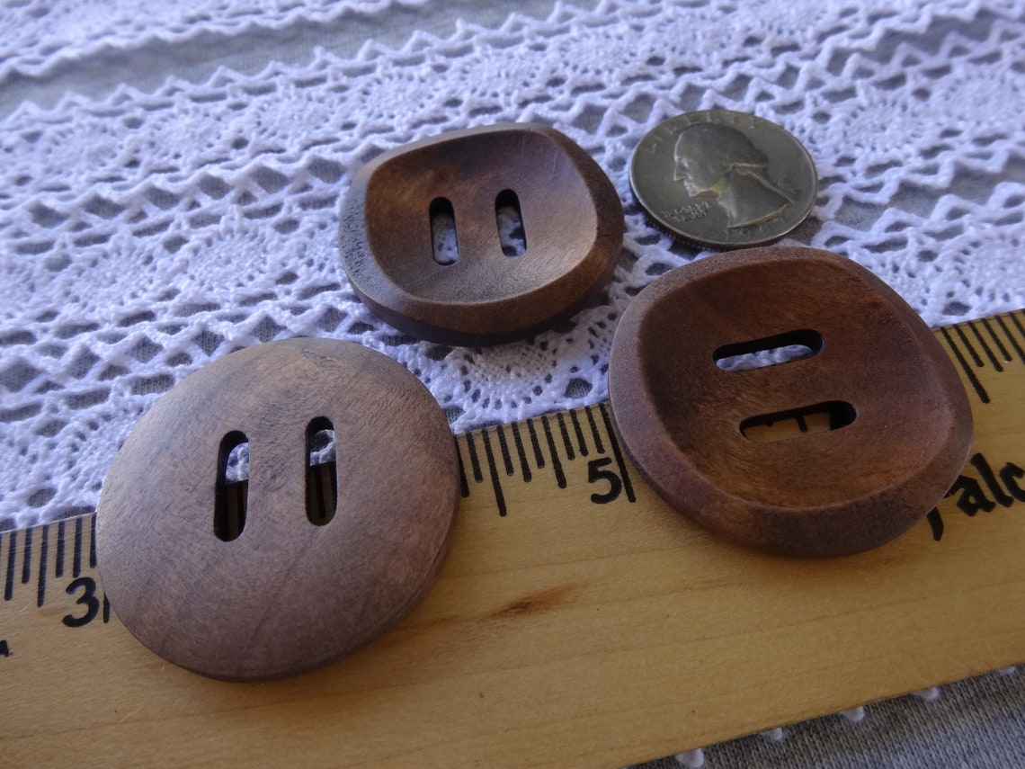 Extra Large Wood Coat Buttons 35mm Sewon Medium Stain Finish Etsy