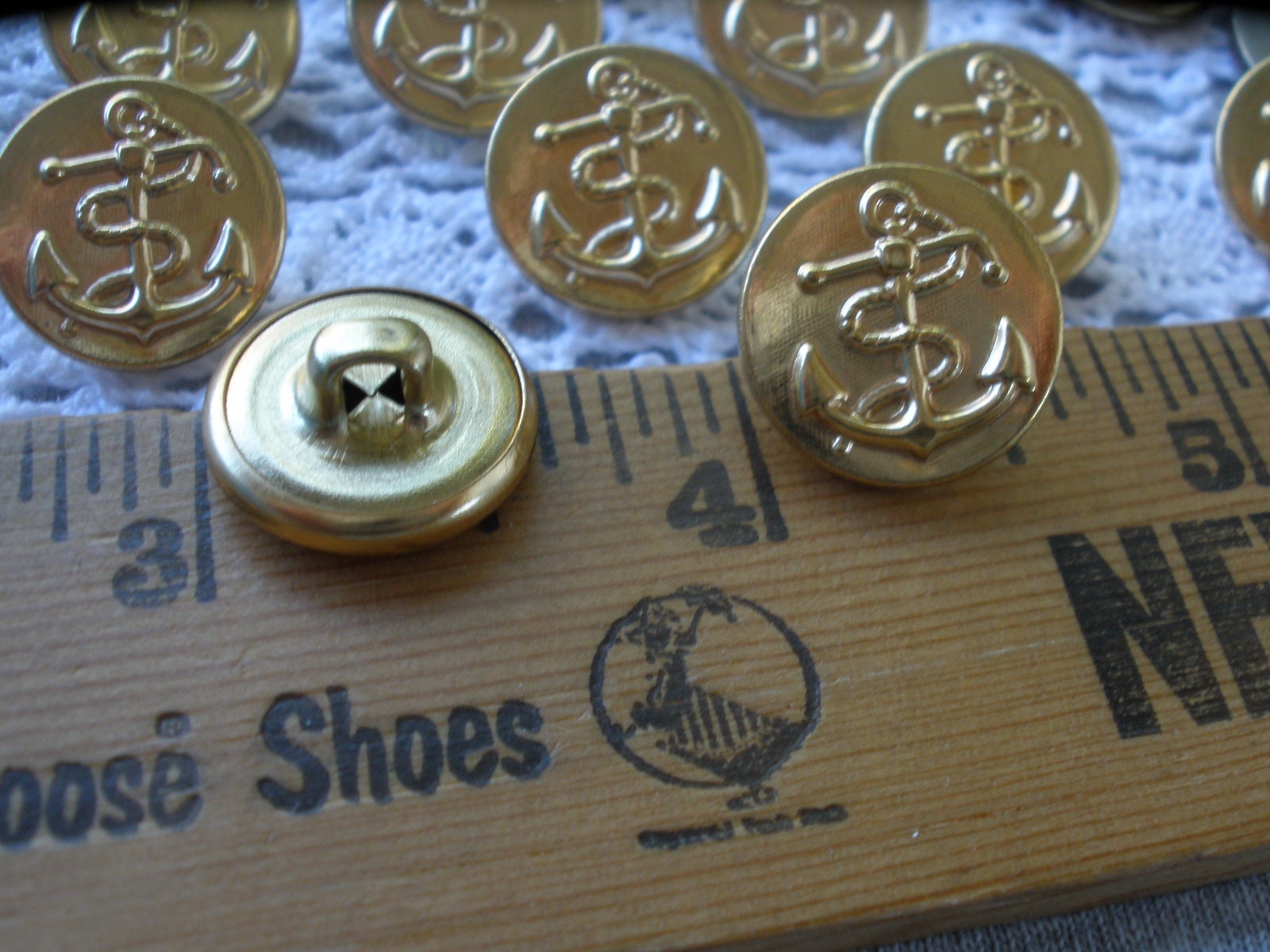 Brass Anchor & rope hollow metal shank buttons size 24L Etsy