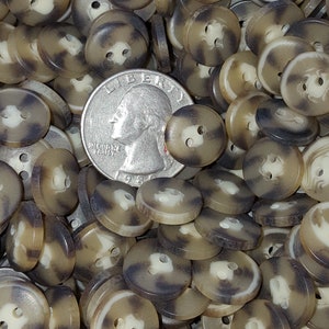 Cool Vintage Shirt Buttons 48 Camel Brown Cream Horn Effect 20L (1/2" 13mm) plastic 2-hole sew on crafts flatback dome front jewelry clasp