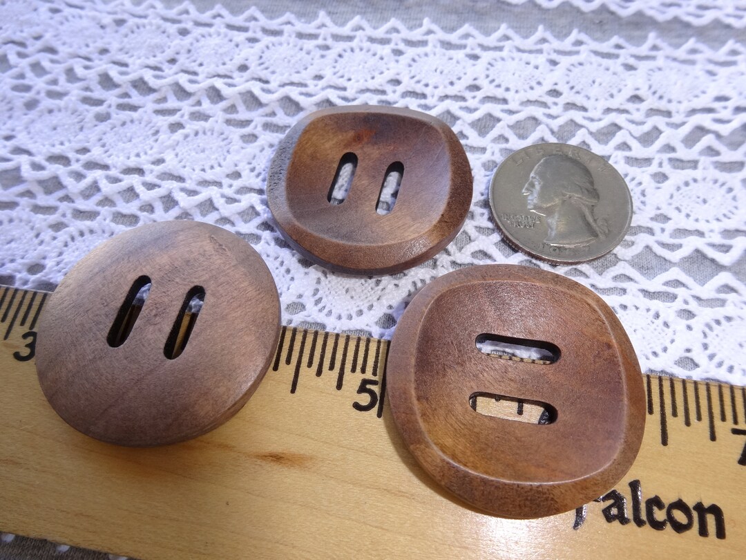 Extra Large Wood Coat Buttons 35mm Sewon Medium Stain Finish Etsy