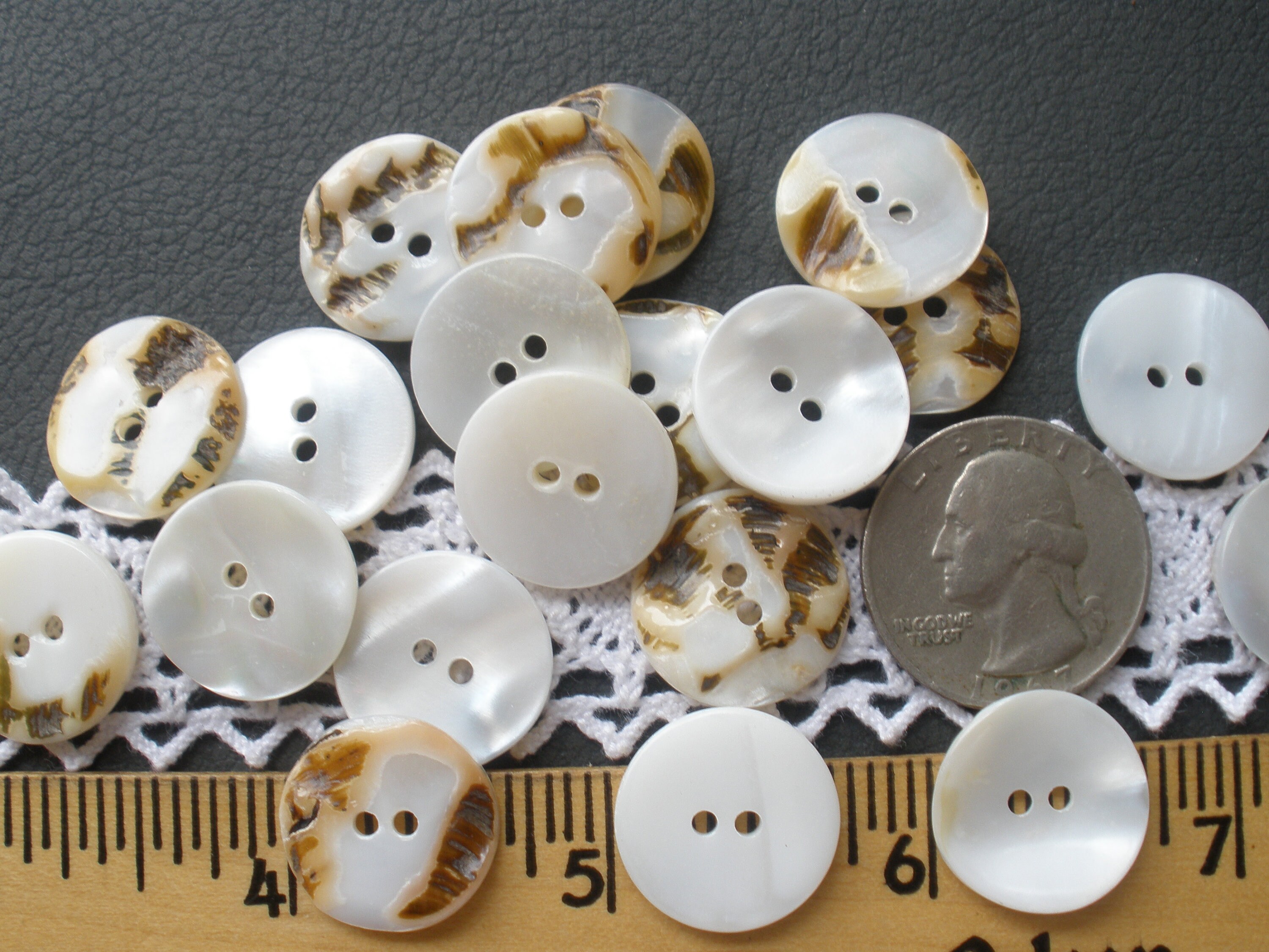 Pearly White Thick Textured Real Shell Buttons 11/16 28L | Etsy