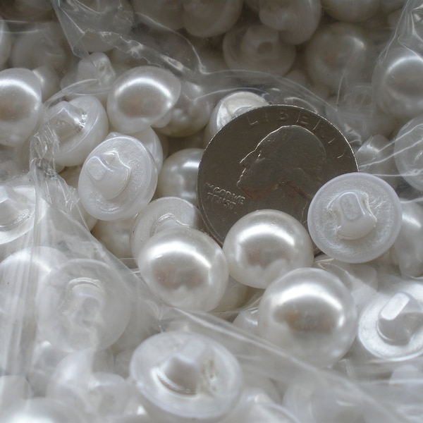 13MM White Half Pearl plastic shank buttons Shabby Wedding Chic Buttons 1/2" 20L Faux Pearl rustic 12 pieces sewing bridal bag bouquet dress