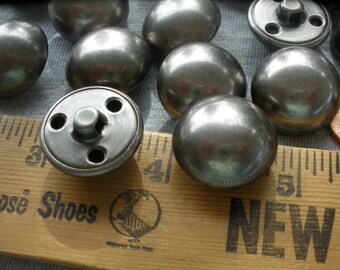 Matte Antique Silver Buttons hollow dome shank size 32L (13/16" 20mm) coat blazer jacket suit sewing craft pewter color industrial steampunk