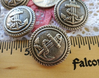 1 inch Anchor shank buttons Antique Silver color plastic size 40L 25MM 6 pieces steampunk suit jacket anchors craft costume cosplay matte