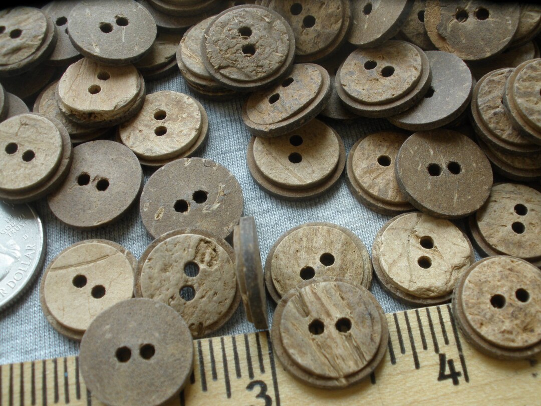 Natural Stacked Coconut Buttons 5/8